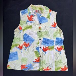 Hilo Hattie Tropical Print Sleeveless Women’s Shirt